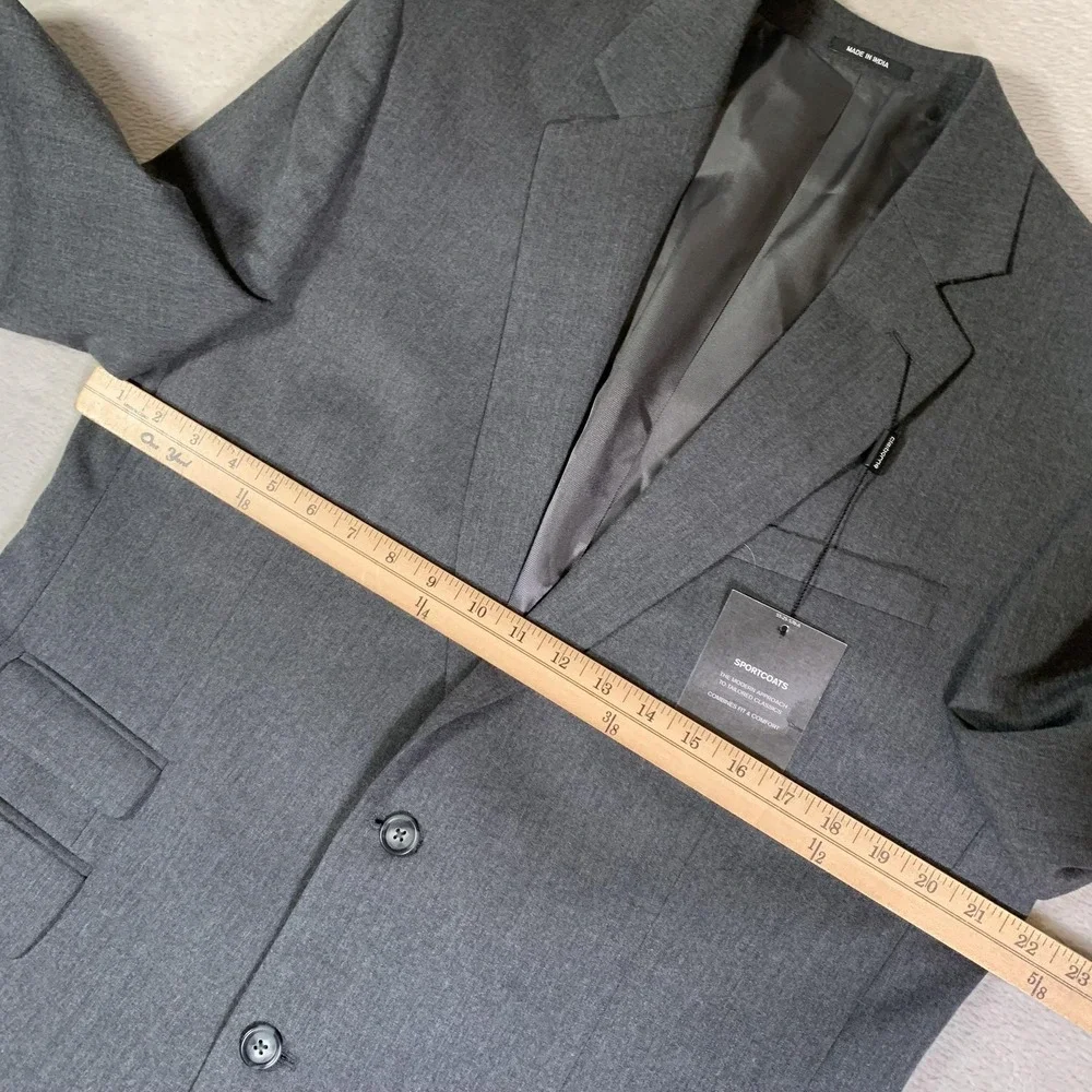 Claiborne Blazer‎ Mens 42L Gray Wool Blend Sport Coat Jacket Two Button NEW